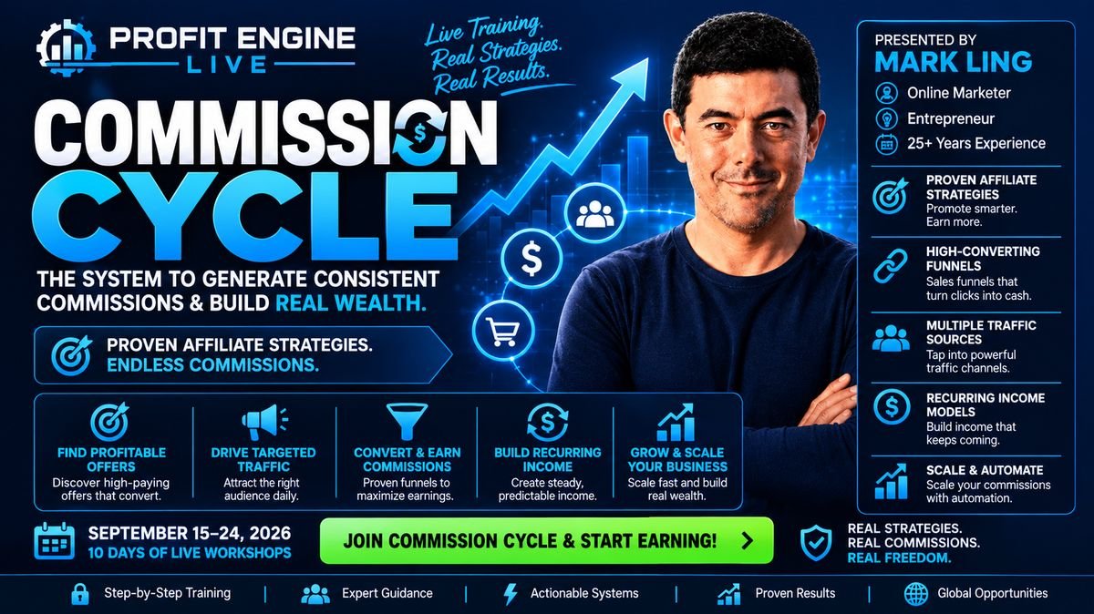 Commission Cycle by Mark Ling promotional banner — Profit Engine Live, September 15-24, 2026